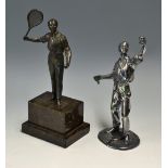 Lawn Tennis Bronze Figure a finely detailed bronze Edwardian gentleman lawn tennis player about to