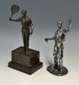Lawn Tennis Bronze Figure a finely detailed bronze Edwardian gentleman lawn tennis player about to