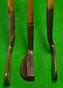 Interesting collection of putters to incl J. W Beaumont Rugby small metal shallow face mallet head