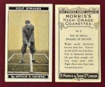 Set of Morris and Sons Golf Cigarette Cards c.1923 - complete set 25/25 titled 'Golf Strokes' by