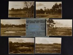 Set of 6x The Liphook Golf Course postcards - Series A sepia matt real photographs of the 1st, 3rd