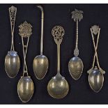 6x various silver golfing tea spoons incl 1933 Penang Golf Club Lady's Spoon with embossed bowl,