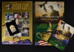 1999 Ryder Cup "Brookline" official money clip and programmes - gilt and enamel money clip in the