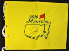 2016 US Masters Golf Championship pin flag signed by the winner Danny Willett overall 13" x 17.5".