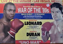 Boxing 1989 Sugar Ray Leonard v Roberto Duran Event Poster 'UNO MAS' at Mirage Las Vegas, measures