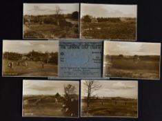 Set of 6x The Liphook Golf Course postcards - Series B sepia matt real photographs of the 8th & 9th,