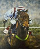 Superb 'Best Mate King George VI' Horse Racing Oil Painting and Print by Equestrian artist Joanna