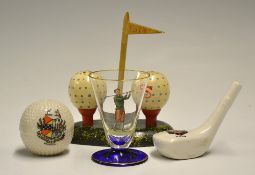 Collection of golfing crested ceramics, glass ware and other related items to incl large Carlton