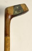 Period Sunday golf walking stick - fitted with a beech wood socket head golf club handle and