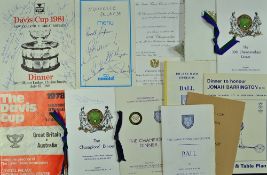 Max Robertson Dinner Menu Selection to include many signed items Davis Cup 1981 Menu, Davis Cup 1978