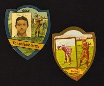 2x Scarce J Baines Bradford trade cards featuring golf c. 1890's - one with a golf portrait of