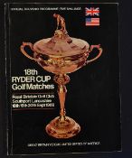 1969 Official Ryder Cup Golf Programme - played at Royal Birkdale-the match ended all square 14-14,