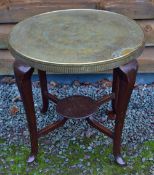 Tennis an interesting brass topped sporting table early 20th Century circular design with
