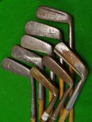 8x assorted putters to incl Nicoll Zenith goose neck, F Munro flanged bottom, 2x brass Gems, and a