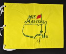 2015 US Masters Golf Championship pin flag signed by the winner Jordan Spieth - overall 13" x 17.