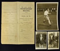 1923 Wimbledon Lawn Tennis Championship Meeting Programme and Photo Cards to include W. M.