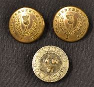 3x various Aberdeen Golf Club buttons to include it white metal button embossed with the clubs crest