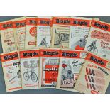 Collection of 1947/48 bicycling magazine's to include 1947 "The Bicycle" Vol.22 No. 573 to 599 (
