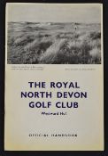 Darwin, Bernard Golf Club Handbook - "The Royal North Devon Golf Club-Westward Ho!" c. 1960's in the