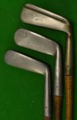 George Lowe St Annes collection of 3x Never Rust putters incl 2x concentric back blades and goose