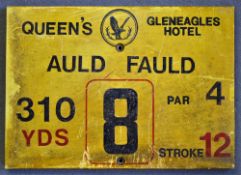 Gleneagles Hotel 'Queens' Golf Course Tee Plaque - Hole 8 'Auld Fauld'