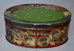 Scarce 1926 Australia Cricket Tour Souvenir toffee tin - original Thorne's Oval toffee tin decorated