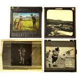 Collection of 4x Victorian golfing glass photograph plates - to incl photograph of players on the