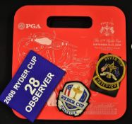 2008 and 2012 Ryder Cup official PGA blazer badges and arm bands to incl 2x Observer gold braid