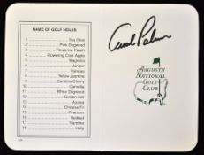 Arnold Palmer signed Augusta National Golf Club Masters Scorecard - signed to the front cover in
