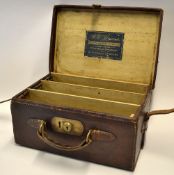 W.W. Greener Birmingham and London leather cartridge magazine for 200 - hinged lid to reveal the