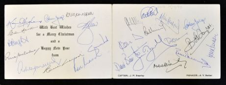 1979/80 England Tour of Australia and India official signed Christmas card - signed by both teams to