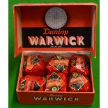 6x early Dunlop Warwick wrapped recessed golf balls - in the original red wrappers and diamond