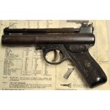 Air Pistol: Early .177 Webley and Scott "Webley Mk.1" air pistol - over lever opener, serial no