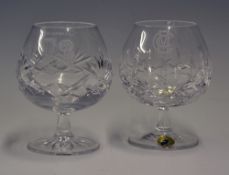 Natwest Trophy Winners Glasses with etched 'Lancashire C.C.C. Natwest Trophy Winners 1996' to the
