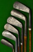 6x various irons from a cleek to a Sammy - makers incl J H Taylor Autograph, Abe Mitchell Verulam, J