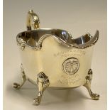 Fine 1931 Lytham and St Anne's silver sauce boat golfing trophy - hallmarked Birmingham 1929 c/w the