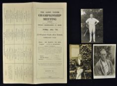 1922 Wimbledon Lawn Tennis Championship Meeting Programme and Signed Photo Cards to include R.