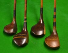 4 various socket head woods - 3 with large heads incl 2x spoons one stamped A Kenyon, a driver
