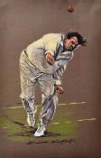 Signed Ken Taylor Cricket Prints all signed by the artist and players including Trueman, Close, Bird