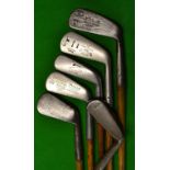 6x various long irons and jiggers - maskers incl Tom Stewart, Forgan Gold Medal, F H Ayres ,