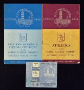 1948 London Olympics Programmes and Ticket including Athletics programme and ticket dated 7th August