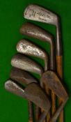 8x assorted irons - mainly cleeks and mid irons makers incl Anderson St Andrews, 2x Tom Stewarts,