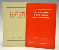 Darwin, Bernard Golf Club Handbooks -2x "St Enodoc Golf Club, Rock, Cornwall" c.1960 in the original