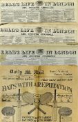 1923 Daily Mail Newspaper together with 1877 and 1884 Bell's Life In London and Sporting Chronicle