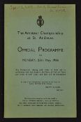 1936 Official Amateur Championship Golf Programme - for Monday 25th May at St Andrews. Including '