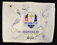 2014 Gleneagles European Ryder Cup Victory Team signed pin flag - signed by the Captain Paul