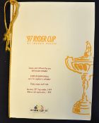 1997 Ryder Cup "Valderrama" signed Welcome Dinner menu - held on Tuesday and signed by both teams to