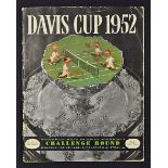 1952 Davis Cup Programme with creases to covers, spine appears worn, pages are generally clean