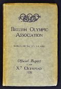 1932 Los Angeles Xth Olympic Games official Report by The British Olympic Association in the