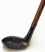 Period Sunday golf walking stick - fitted with socket head golf club handle with black fibre face